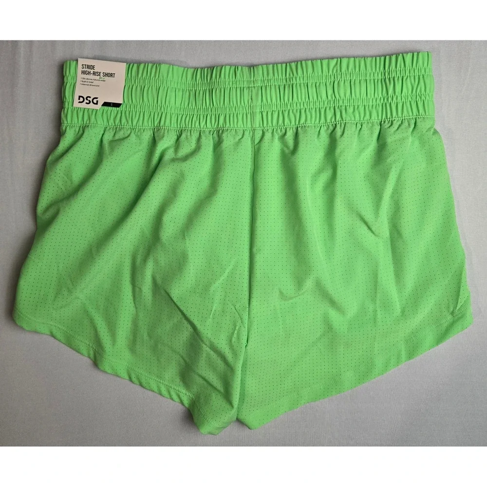 DSG Stride High Rise Short 3 Inch Inseam Lime Green Perforated Running Womens S